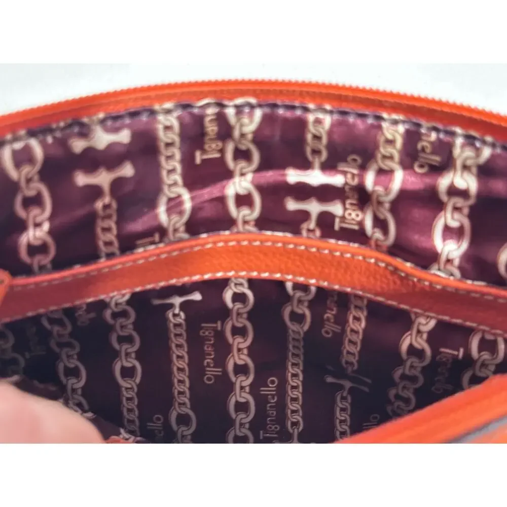Tignanello Women's Small Pebble Leather Shoulder Crossbody Bag Orange